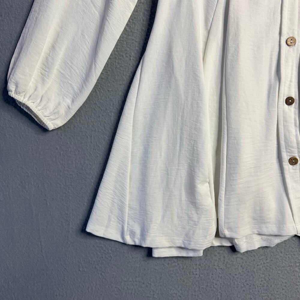 Hint of Blush White Shirt Dress Women's Fit Flare Button Down Tunic Mini - Sz XL - Picture 5 of 9
